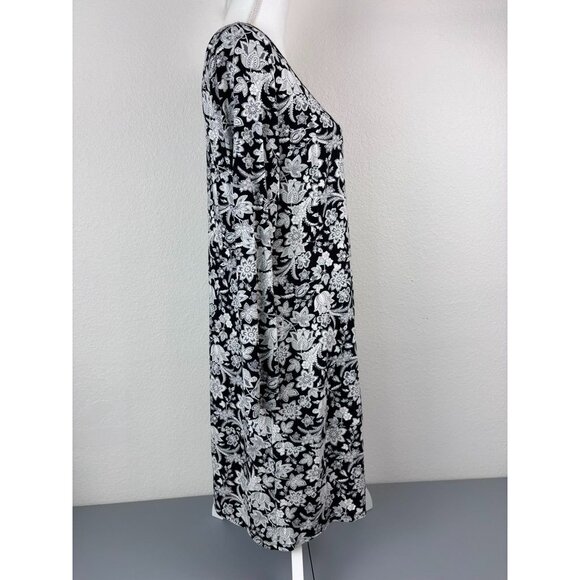 J.‎ Jill women's small black and white long sleeve jersey knit shirt mini dress - Picture 3 of 7